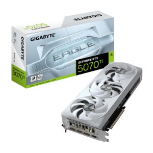 <b>GeForce RTX 5070 Ti EAGLE OC ICE SFF 16G</b><br/><br/><b>FEATURES</b><br/>Powered by the NVIDIA Blackwell architecture and DLSS 4<br/>Powered by GeForce RTX 5070 Ti<br/>Integrated with 16GB GDDR7 256bit memory interface<br/>WINDFORCE cooling system<br/>Hawk fan<br/>Server-grade thermal conductive gel<br/>RGB Lighting<br/>Dual BIOS (Performance / Silent)<br/>NVIDIA SFF-ready<br/>Reinforced structure<br/>Versatile VGA holder<br/><br/><b>SPECIFICATION</b><br/><br/><b>Graphics Processing</b><br/>GeForce RTX 5070 Ti<br/><br/><b>Core Clock</b><br/>2542 MHz (Reference: 2452 MHz)<br/><br/><b>CUDA Cores</b><br/>8960<br/><br/><b>Memory Clock</b><br/>28 Gbps<br/><br/><b>Memory Size</b><br/>16GB<br/><br/><b>Memory Type</b><br/>GDDR7<br/><br/><b>Memory Bus</b><br/>256 bit<br/><br/><b>Card Bus</b><br/>PCI-E 5.0<br/><br/><b>Digital Max Resolution</b><br/>7680 x 4320<br/><br/><b>Multi-View</b><br/>4<br/><br/><b>Card Size</b><br/>L=304 W=126 H=50 mm<br/><br/><b>PCB Form</b><br/>ATX<br/><br/><b>DirectX</b><br/>DirectX 12 API<br/><br/><b>OpenGL</b><br/>OpenGL 4.6<br/><br/><b>Recommended PSU</b><br/>750W<br/><br/><b>Power Connectors</b><br/>16 pin x 1<br/><br/><b>Output</b><br/>DisplayPort 2.1a x 3<br/>HDMI 2.1b x 1<br/><br/><b>Accessories</b><br/>VGA manual<br/>1 x 12V-2x6 to 3x PCIe 8pin adapter<br/>Versatile VGA holder<br/>Versatile VGA holder manual
