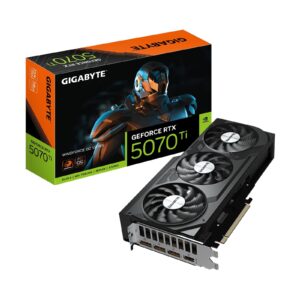 <b>GeForce RTX 5070 Ti WINDFORCE OC V2 16G</b><br/><br/><b>FEATURES</b><br/>Powered by the NVIDIA Blackwell architecture and DLSS 4<br/>Powered by GeForce RTX 5070 Ti<br/>Integrated with 16GB GDDR7 256bit memory interface<br/>WINDFORCE cooling system<br/>Hawk fan<br/>Server-grade thermal conductive gel<br/>Dual BIOS (Performance / Silent)<br/>Reinforced structure<br/><br/><b>SPECIFICATION</b><br/><br/><b>Graphics Processing</b><br/>GeForce RTX 5070 Ti<br/><br/><b>Core Clock</b><br/>2497 MHz (Reference: 2452 MHz)<br/><br/><b>CUDA Cores</b><br/>8960<br/><br/><b>Memory Clock</b><br/>28 Gbps<br/><br/><b>Memory Size</b><br/>16GB<br/><br/><b>Memory Type</b><br/>GDDR7<br/><br/><b>Memory Bus</b><br/>256 bit<br/><br/><b>Card Bus</b><br/>PCI-E 5.0<br/><br/><b>Digital Max Resolution</b><br/>7680 x 4320<br/><br/><b>Multi-View</b><br/>4<br/><br/><b>Card Size</b><br/>L=261 W=126 H=50 mm<br/><br/><b>PCB Form</b><br/>ATX<br/><br/><b>DirectX</b><br/>DirectX 12 API<br/><br/><b>OpenGL</b><br/>OpenGL 4.6<br/><br/><b>Recommended PSU</b><br/>750W<br/><br/><b>Power Connectors</b><br/>16 pin x 1<br/><br/><b>Output</b><br/>DisplayPort 2.1b x 3<br/>HDMI 2.1b x 1<br/><br/><b>Accessories</b><br/>VGA manual<br/>1 x 12V-2x6 to 2 x PCIe 8pin adapter<br/>