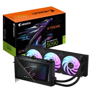 <b>AORUS GeForce RTX 5090 XTREME WATERFORCE 32G</b><br/><br/><b>FEATURES</b><br/>Powered by the NVIDIA Blackwell architecture and DLSS 4<br/>Powered by GeForce RTX 5090<br/>Integrated with 32GB GDDR7 512bit memory interface<br/>WATERFORCE all-in-one cooling system<br/>Liquid metal thermal grease for GPU<br/>Server-grade thermal conductive gel<br/>360mm radiator with three120mm ARGB fans<br/>RGB Lighting<br/>Protective metal back plate<br/>4 Years Warranty (Online registration required)<br/><br/><b>CORE CLOCK</b><br/>2655 MHz (Reference card : 2407MHz)<br/><br/><b>SPECIFICATION</b><br/><br/><b>Graphics Processing</b><br/>GeForce RTX 5090<br/><br/><b>Core Clock</b><br/>2655 MHz (Reference card : 2407MHz)<br/><br/><b>CUDA Cores</b><br/>21760<br/><br/><b>Memory Clock</b><br/>28 Gbps<br/><br/><b>Memory Size</b><br/>32 GB<br/><br/><b>Memory Type</b><br/>GDDR7<br/><br/><b>Memory Bus</b><br/>512 bit<br/><br/><b>Card Bus</b><br/>PCI-E 5.0<br/><br/><b>Digital Max Resolution</b><br/>7680 x 4320<br/><br/><b>Multi-View</b><br/>4<br/><br/><b>Card Size</b><br/>L=245 W=146 H=36 mm<br/><br/><b>PCB Form</b><br/>ATX<br/><br/><b>DirectX</b><br/>DirectX 12 API<br/><br/><b>OpenGL</b><br/>OpenGL 4.6<br/><br/><b>Recommended PSU</b><br/>1000W<br/><br/><b>Power Connectors</b><br/>16 pin x 1<br/><br/><b>Output</b><br/>DisplayPort 2.1b x 3<br/>HDMI 2.1b x 1<br/><br/><b>Accessories</b><br/>Quick guide<br/>Warranty registration<br/>1 x  12V-2x6 to 4 x PCIe 8pin adapter<br/>AORUS identity sticker<br/>AORUS metal sticker