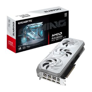 <b>Radeon RX 9070 XT GAMING OC ICE 16G</b><br/><br/><b>FEATURES</b><br/>Powered by Radeon RX 9070 XT<br/>Integrated with 16GB GDDR6 256bit memory interface<br/>WINDFORCE cooling system<br/>Hawk fan<br/>Server-grade Thermal conductive gel<br/>RGB Lighting<br/>Dual BIOS (Performance / Silent)<br/>Reinforced structure<br/><br/><b>CORE CLOCK</b><br/>2520 MHz<br/><br/><b>SPECIFICATION</b><br/><br/><b>Graphics Processing</b><br/>Radeon RX 9070 XT<br/><br/><b>Core Clock</b><br/>2520 MHz<br/><br/><b>Boost Clock</b><br/>3060 MHz<br/><br/><b>Stream Processors</b><br/>4096<br/><br/><b>Memory Clock</b><br/>20 Gbps<br/><br/><b>Memory Size</b><br/>16GB<br/><br/><b>Memory Type</b><br/>GDDR6<br/><br/><b>Memory Bus</b><br/>256 bit<br/><br/><b>Card Bus</b><br/>PCI-E 5.0<br/><br/><b>Digital Max Resolution</b><br/>7680x4320<br/><br/><b>Multi-View</b><br/>4<br/><br/><b>Card Size</b><br/>L=288 W=132 H=56 mm<br/><br/><b>PCB Form</b><br/>ATX<br/><br/><b>DirectX</b><br/>DirectX 12 API<br/><br/><b>OpenGL</b><br/>4.6<br/><br/><b>Recommended PSU</b><br/>850W<br/><br/><b>Power Connectors</b><br/>8 pin x 3<br/><br/><b>Output</b><br/>DisplayPort 2.1a x 2<br/>HDMI 2.1b x 2<br/><br/><b>Accessories</b><br/>Quick guide