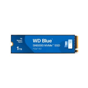 <b>WD Blue SN5000 NVMe SSD - 1TB</b><br/><br/><b>Power Your Intense Creative Workloads With NVMe</b><br/>The WD Blue SN5000 NVMe SSD is next-generation storage designed for creators and professionals. Fuel your AI-enabled applications and accelerate your workflow with NVMe