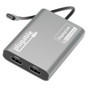 <B>At a Glance</B><br/>The Plugable USB-C Dual HDMI Adapter for 2 monitors (USBC-6950M) features dual 4K 60Hz HDMI ports